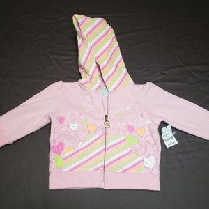 Hoodie Sweater Pink Heart Design Zip Up Please Mum 6-12m Brand New With Tags